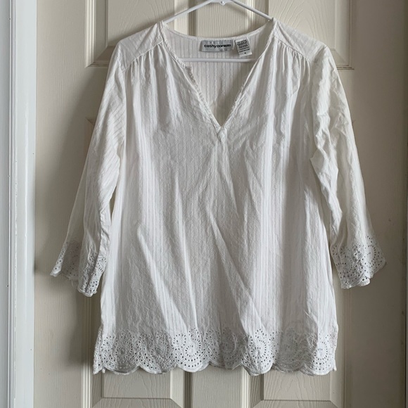 Cathy Daniels women’s 100% Cotton White Blouse Size Medium - Picture 17 of 17